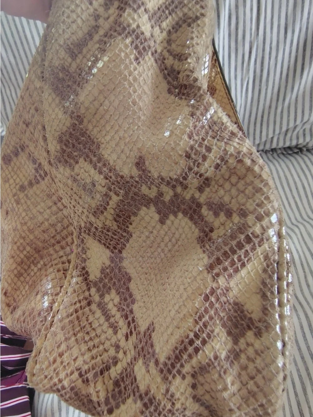 Michael Kors Tan Snake-Print Hobo with Gold MK Medallion
